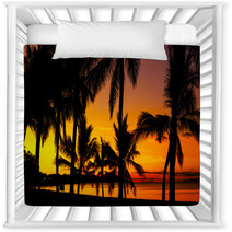 Palms Silhouettes On A Tropical Beach At Sunset Nursery Decor 53244152