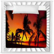 Palms Silhouettes On A Tropical Beach At Sunset Nursery Decor 56361423