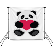 Panda Holding A Heart. Vector Illustration Backdrops 56205833