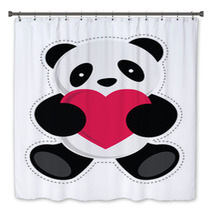 Panda Holding A Heart. Vector Illustration Bath Decor 56205833
