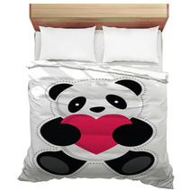 Panda Holding A Heart. Vector Illustration Bedding 56205833