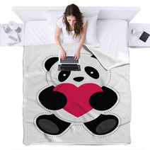 Panda Holding A Heart. Vector Illustration Blankets 56205833