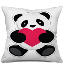 Panda Holding A Heart. Vector Illustration Pillows 56205833