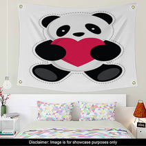 Panda Holding A Heart. Vector Illustration Wall Art 56205833