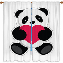 Panda Holding A Heart. Vector Illustration Window Curtains 56205833