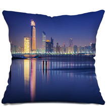 Panorama Of Abu Dhabi At Night Capital Of United Arab Emirates Pillows 64632696