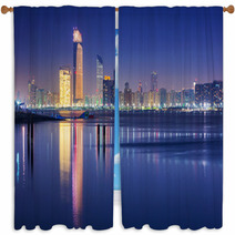 Panorama Of Abu Dhabi At Night Capital Of United Arab Emirates Window Curtains 64632696