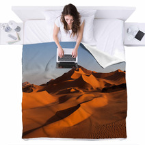 Panorama Of Sand Dunes, Algeria Blankets 45900724