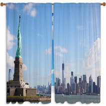 Panorama On Manhattan, New York City Window Curtains 54677766