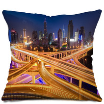 Panoramic View Of City Interchange Overpass Pillows 65053448