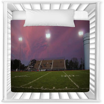 Pans Of A High School Football Stadium In Front Of A Beautiful Pink And Purple Sky Nursery Decor 137099092