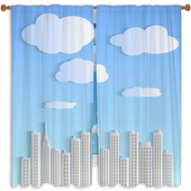 Paper City Illustration Window Curtains 63464911