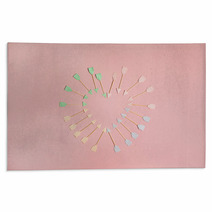 Paper Cupid Arrow And Heart Symbols On Pink Background Flat Lay Top View Valentines Day Background Love Concept Rugs 243149249