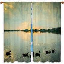 Papere Sul Lago Al Tramonto Window Curtains 90039121