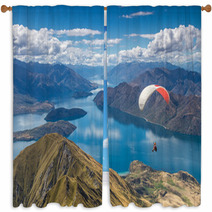 Parachuting In Wanaka, New Zealand Window Curtains 92057259