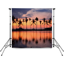 Paradise Beach Sunset Tropical Palm Trees Backdrops 52997046