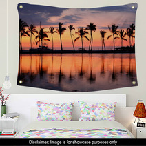 Paradise Beach Sunset Tropical Palm Trees Wall Art 52997046