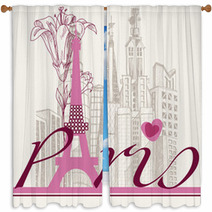 Paris Card Urban Architecture And Lily Window Curtains 44792180