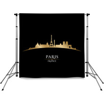 Paris France City Skyline Silhouette Black Background Backdrops 57292663