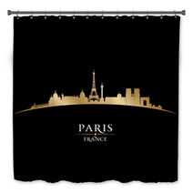 Paris France City Skyline Silhouette Black Background Bath Decor 57292663