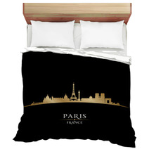 Paris France City Skyline Silhouette Black Background Bedding 57292663