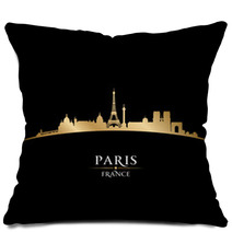 Paris France City Skyline Silhouette Black Background Pillows 57292663