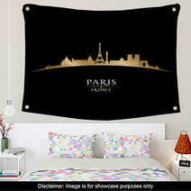 Paris France City Skyline Silhouette Black Background Wall Art 57292663