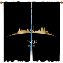 Paris France City Skyline Silhouette Black Background Window Curtains 57292663