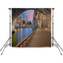 Paris Image Of The Notre Dame Cathedral And Riverside Of Seine River In Paris France Backdrops 89427157
