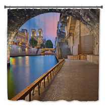 Paris Image Of The Notre Dame Cathedral And Riverside Of Seine River In Paris France Bath Decor 89427157
