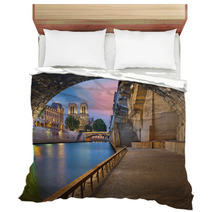 Paris Image Of The Notre Dame Cathedral And Riverside Of Seine River In Paris France Bedding 89427157