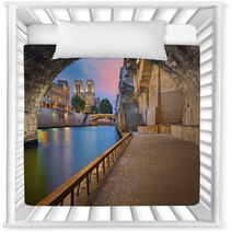 Paris Image Of The Notre Dame Cathedral And Riverside Of Seine River In Paris France Nursery Decor 89427157