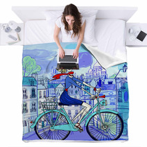 Paris In Watercolor Style Blankets 36043507