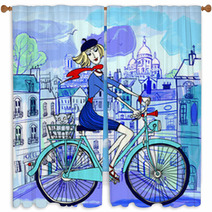 Paris In Watercolor Style Window Curtains 36043507