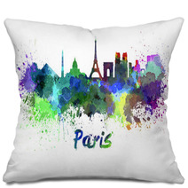 Paris Skyline In Watercolor Pillows 64393951