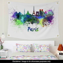 Paris Skyline In Watercolor Wall Art 64393951