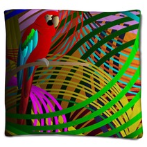 Parrot In Jungle Blankets 62209713