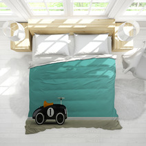Part Of  Interior With Stylish Black Toy Car 3D Rendering Bedding 96508923