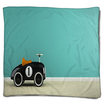 Part Of  Interior With Stylish Black Toy Car 3D Rendering Blankets 96508923