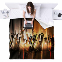 Party Sound Background Illustration With Dancing People Blankets 36528261