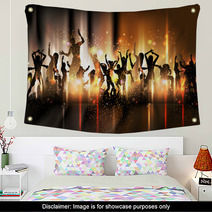 Party Sound Background Illustration With Dancing People Wall Art 36528261
