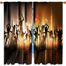 Party Sound Background Illustration With Dancing People Window Curtains 36528261