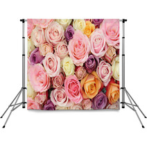 Pastel Wedding Roses Backdrops 67054116