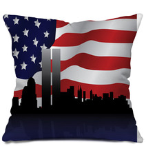 Patriotic Ny Skyline Vector Pillows 14294121