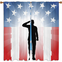 Patriotic Soldier Salute Window Curtains 33436342