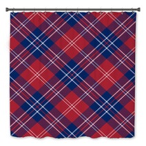 Patriotic Tartan Of White Blue Red Seamless Patterns Bath Decor 265522243
