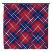 Patriotic Tartan Of White Blue Red Seamless Patterns Bath Decor 265522243