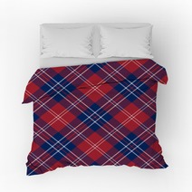 Patriotic Tartan Of White Blue Red Seamless Patterns Bedding 265522243