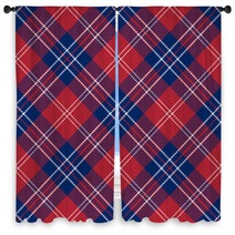 Patriotic Tartan Of White Blue Red Seamless Patterns Window Curtains 265522243