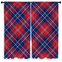 Patriotic Tartan Of White Blue Red Seamless Patterns Window Curtains 265522243